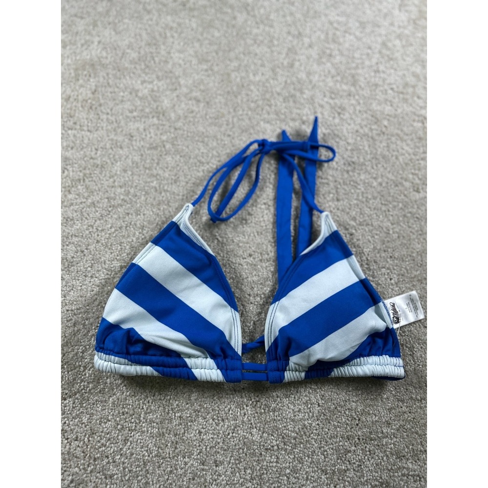 Mossimo Women's Blue White Stripe Bikini Top Small Nylon